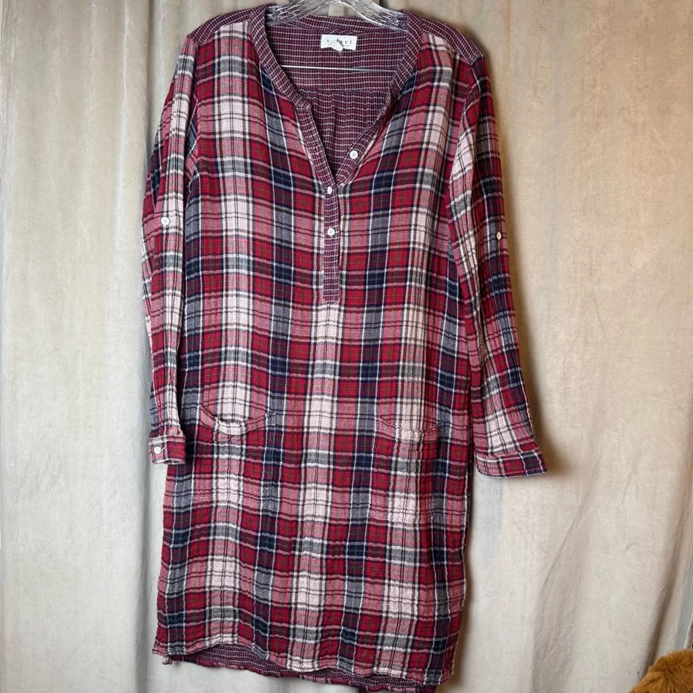 Velvet by Graham & Spencer Red and White Plaid Dress tunic made in India